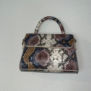 MINI TOP HANDLE FAUX SNAKE SKIN BAG